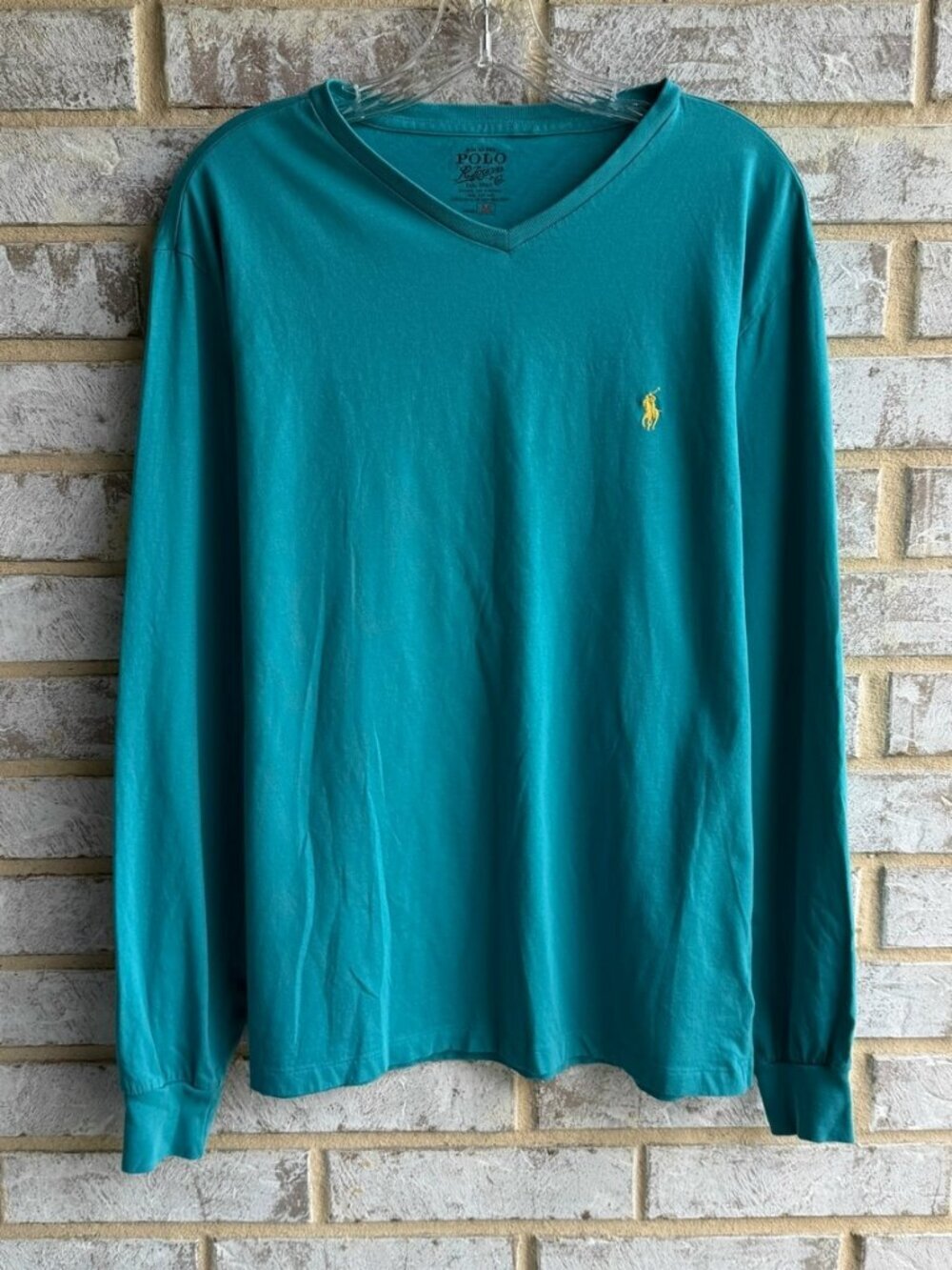 POLO Ralph Lauren Long Sleeve V-Neck 100% Cotton T-Shirt Men's Size M